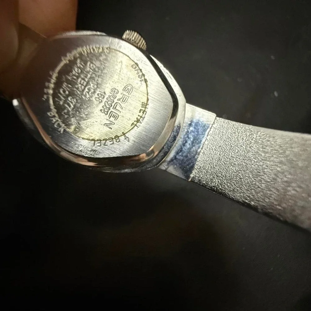 Gruen diamond watch with black and silver accents